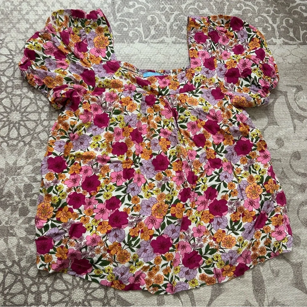 Draper James RSVP Pink Floral Square Neck Blouse - Picture 2 of 5
